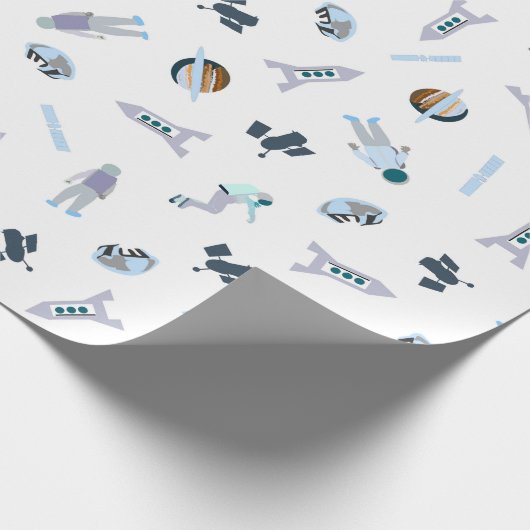 Papier Cadeau Motif de l'espace avec le satellite et les (Coin)