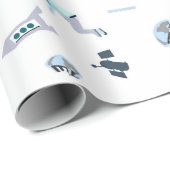 Papier Cadeau Motif de l'espace avec le satellite et les (Coin rond)