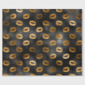 Papier Cadeau Motif de lèvres Glam Noir et Or (Plat)