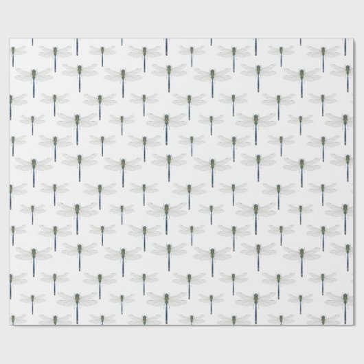 Papier Cadeau Motif de libellule bleu vif.  (Plat)