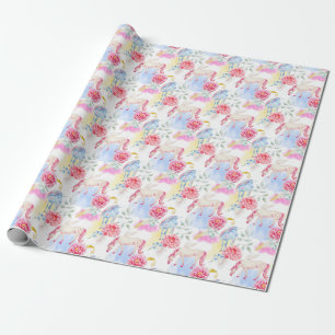 Papier Cadeau Motif de licorne et de Pegasus d'aquarelle