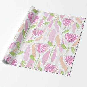 Papier Cadeau Motif de ligne florale abstrait moderne (1)