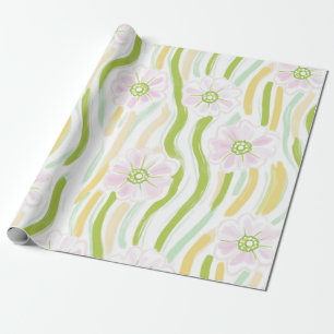 Papier Cadeau Motif de ligne florale abstrait moderne (4)