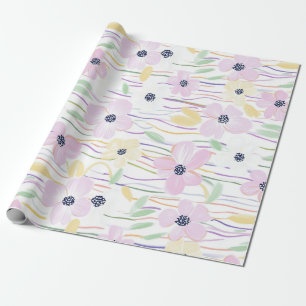 Papier Cadeau Motif de ligne florale abstrait moderne (6)