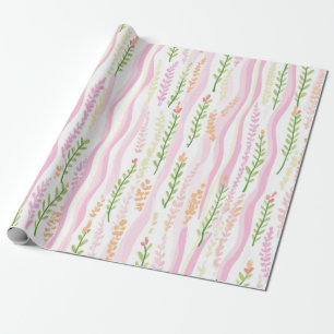 Papier Cadeau Motif de ligne florale abstrait moderne (7)