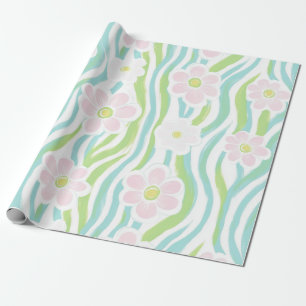 Papier Cadeau Motif de ligne florale abstrait moderne (8)