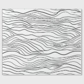 Papier Cadeau Motif de ligne ondulée dessinée à la main en noir (Plat)