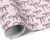 Papier Cadeau Motif de lignes simples noir et rose (Coin rond)