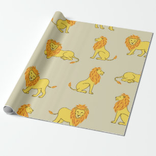 Papier Cadeau Motif de lion dessiné à la main. Arrière-groupe vi