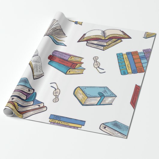 Papier Cadeau Motif de livre (Déroulé)