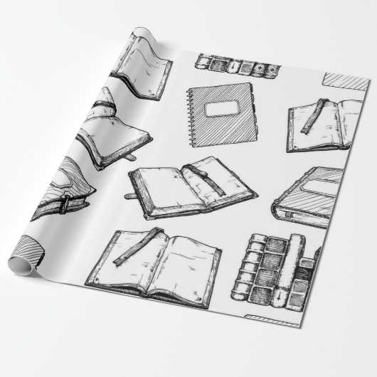 Papier Cadeau Motif de livre (Déroulé)