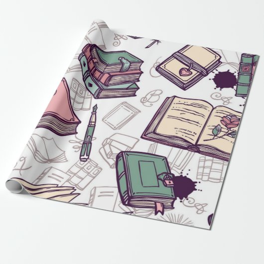Papier Cadeau Motif de livre (Déroulé)