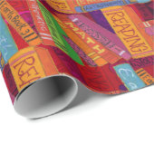 Papier Cadeau Motif de livres d'école (Coin rond)