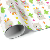Papier Cadeau Motif De Llamas, Cute Llamas, Alpacas, Cactus (Coin rond)
