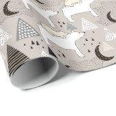 Papier Cadeau Motif de l'ours de bois du mignon Doodland (Coin rond)