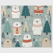 Papier Cadeau Motif de l'ours de Noël (Plat)