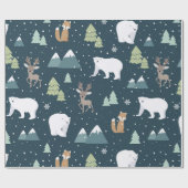 Papier Cadeau Motif de l'ours polaire de Noël (Plat)