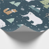 Papier Cadeau Motif de l'ours polaire de Noël (Coin)