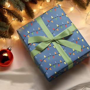 Papier Cadeau Motif de lumières d'arbre de Noël festif coloré am