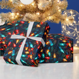 Papier Cadeau Motif de lumières de Noël scintillantes