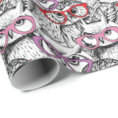 Papier Cadeau Motif de lunettes de hibou (Coin rond)