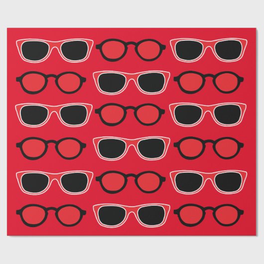 Papier Cadeau Motif de lunettes de soleil rouge noir (Plat)