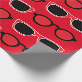 Papier Cadeau Motif de lunettes de soleil rouge noir (Coin)