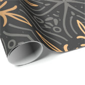 Papier Cadeau Motif de luxe de mandala d'or de monogramme (Coin rond)