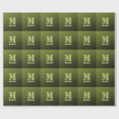 Papier Cadeau Motif de maillage géométrique d'olive verte de l'a (Plat)