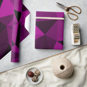 Papier Cadeau Motif de maille géométrique rose noir