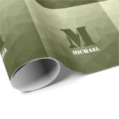 Papier Cadeau Motif de maille géométrique vert clair de l'armée (Coin rond)