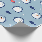 Papier Cadeau Motif de manchot bleu mignon (Coin)