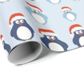 Papier Cadeau Motif de manchots (Coin rond)