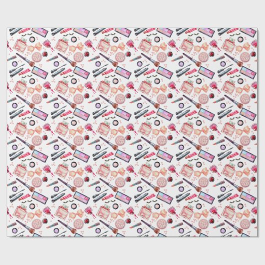 Papier Cadeau Motif de maquillage d'aquarelle (Plat)