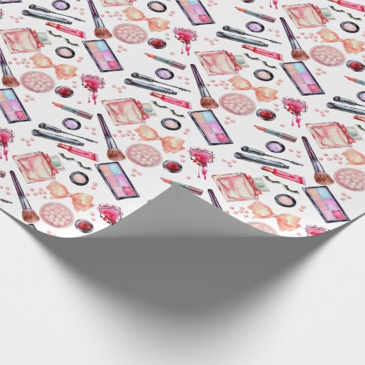 Papier Cadeau Motif de maquillage d'aquarelle (Coin)