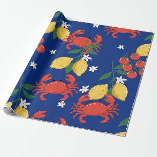 Papier Cadeau Motif de marché de fruits de mer méditerranéens (4