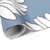 Papier Cadeau Motif de marguerite bleu jaune (Coin rond)