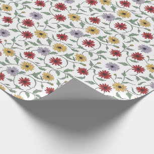 Papier Cadeau Motif de marguerite dans le style de stylo et d'en