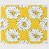 Papier Cadeau Motif de marguerite jaune blanc 2 (Plat)