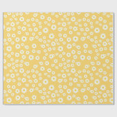 Papier Cadeau Motif de marguerites de printemps de Boho jaune (Plat)