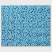 Papier Cadeau Motif de méandre bleu clair | Maze moderne (Plat)