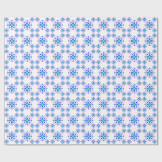 Papier Cadeau Motif de médaillon floral bleu-vert géométrique