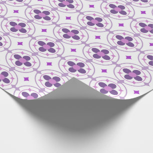 Papier Cadeau Motif de médaillon floral violet Élégant botanique