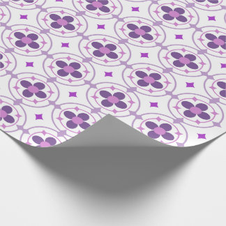 Papier Cadeau Motif de médaillon floral violet Élégant botanique