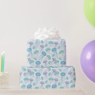 Papier Cadeau Motif de méduse lumineuse multicolore pastel doux