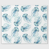 Papier Cadeau Motif de méduses d'aquarelle (Plat)