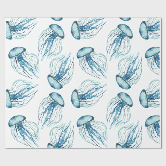 Papier Cadeau Motif de méduses d'aquarelle (Plat)