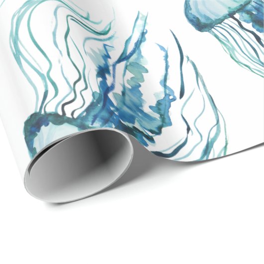 Papier Cadeau Motif de méduses d'aquarelle (Coin rond)