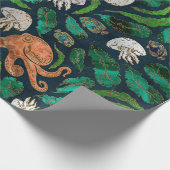 Papier Cadeau Motif de méduses et de poulpes (Coin)
