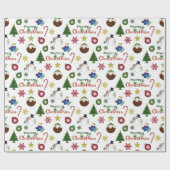 Papier Cadeau Motif de mélange d'illustrations de Noël (Plat)